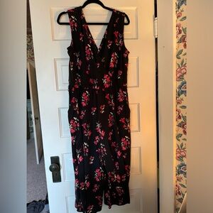 Black Floral Crop Length Romper